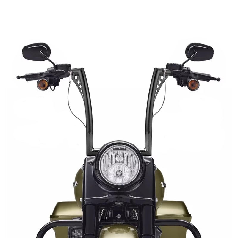 WSays 10" Rise Ape Hangers Handlebar 1-1/4" Diameter Bar Compatible with Harley Sportster XL 1200 883 Touring Road Glide Road King Softail Dyna Models, Gloss Black - Image 4